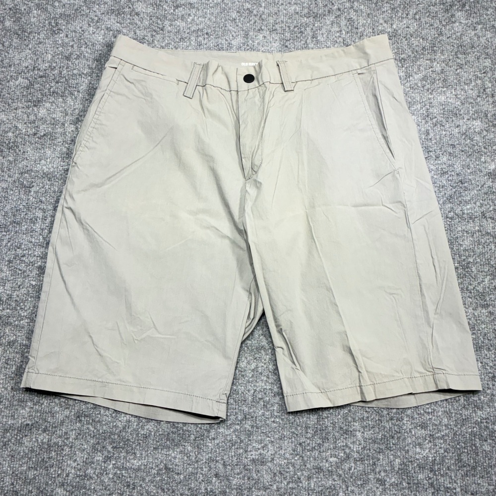 Old Navy Ultimate Slim Built in Flex Chino Shorts Mens 34 Gray‎ Flat Front